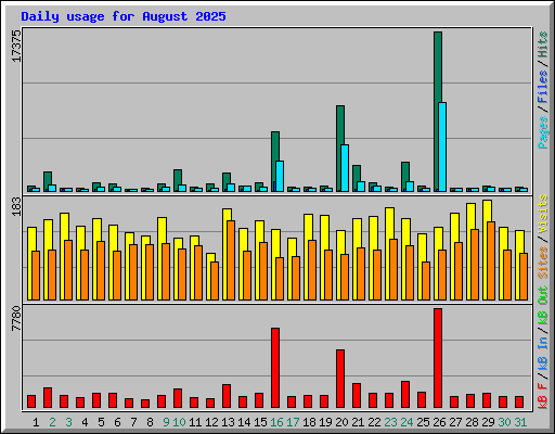 Daily usage for August 2025